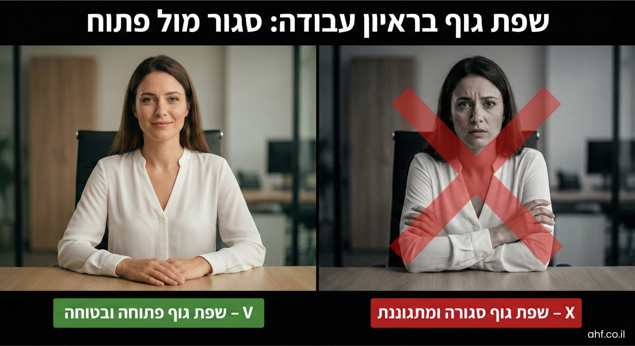 השוואת שפת גוף בראיון עבודה: טעויות נפוצות מול יציבה נכונה - ענת הכט פישר.